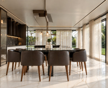 Continuidad entre arquitectura e interiorismo: el mármol como paleta cromática