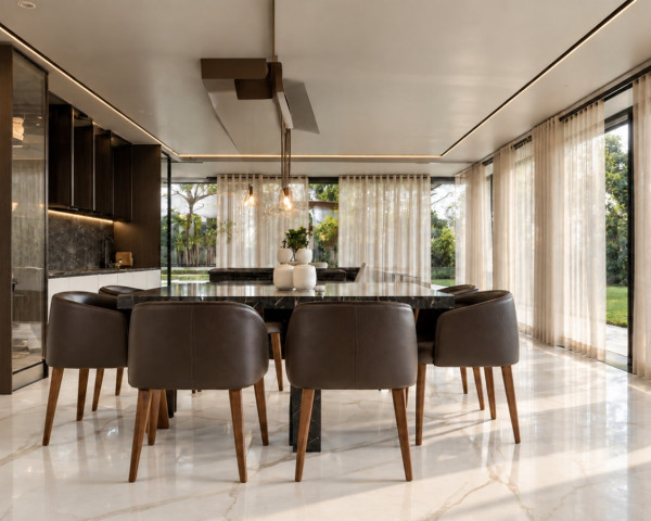 Continuidad entre arquitectura e interiorismo: el mármol como paleta cromática